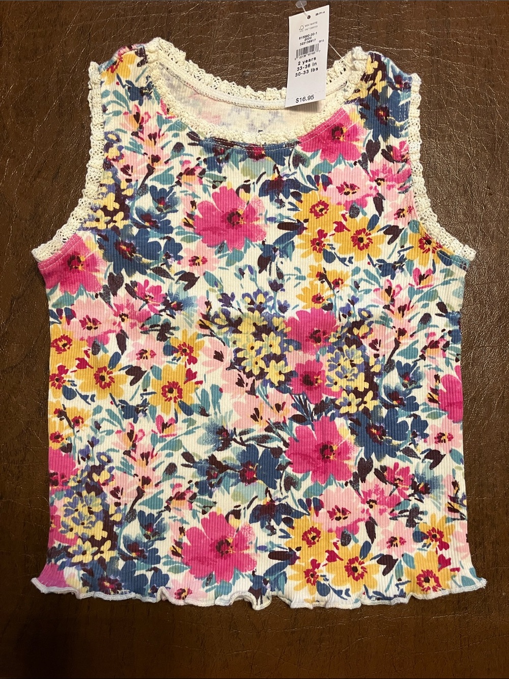 GAP Baby Floral Tank Top - White with Pink, Yellow & Blue Accents NWT